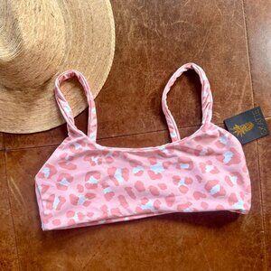 SKATIE Mya bikini top in Coco (pink animal print)